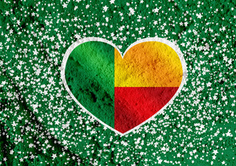 Poster - Benin flag themes idea design  on wall texture background