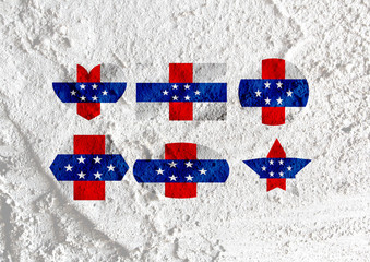 Poster - Netherlands Antilles flag themes idea design  on wall texture ba