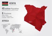 Kenya world map with a pixel diamond texture.