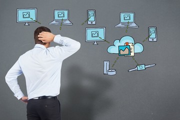 Poster - Composite image of thinking businessman scratching head