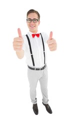 Poster - Geeky young hipster showing thumbs up