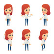 set of reception character in different poses