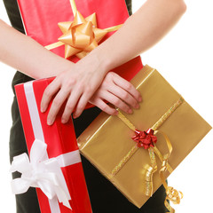 holidays love happiness concept - girl with gift boxes