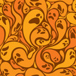 © ori-artiste - Ghosts seamless pattern in orange color