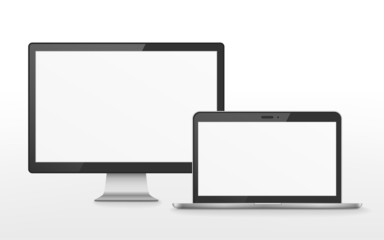 Wall Mural - device set with flat screen tv and laptop