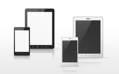 Wall Mural - device set with tablet and smart phone