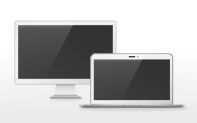 Wall Mural - device set with flat screen tv and laptop