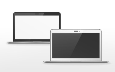 Wall Mural - two laptops in white and black color