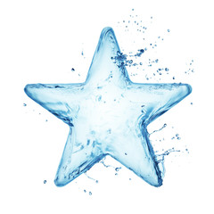 Wall Mural - Star from water splash isolated on white