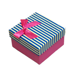 bright gift box with bow isolated on a white background