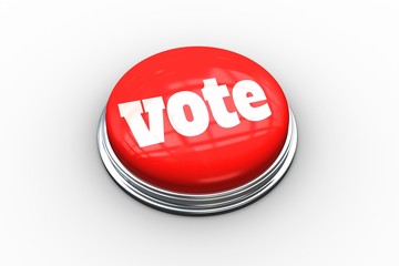 Poster - Vote on digitally generated red push button