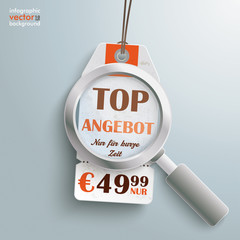 Canvas Print - Vintage Price Sticker Loupe Top Angebot