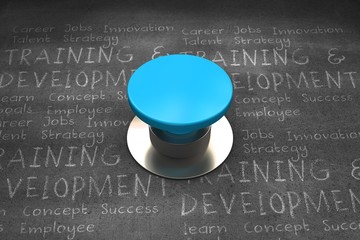 Poster - Composite image of blue push button