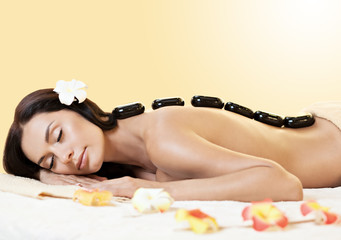 Young woman relaxing in spa.