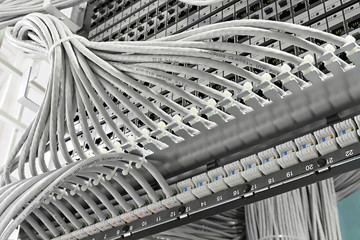 control cabinet with patch panel of the 6th category