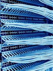 control cabinet with patch panel of the 6th category