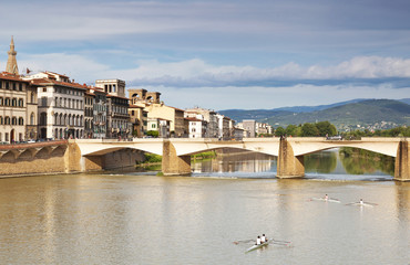 Wall Mural - The Bridge Of Santa Trinita over the Arno river in Florence