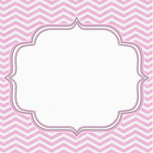 Pink And White Chevron Frame With Embroidery Background
