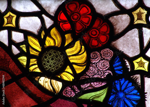 Obraz w ramie Flowers in stained glass