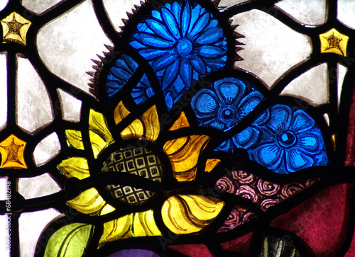 Fototapeta na wymiar Flowers in stained glass