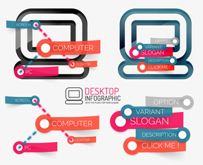 Wall Mural - Vector desktop pc infographics and keyword cloud