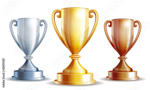 Fotomural Vector gold, silver and bronze winners cup.
