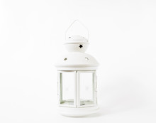 White Lantern Isolated On White Background With Shadow