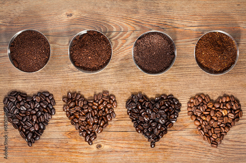 Fotografia Coffee Beans and Ground Coffee