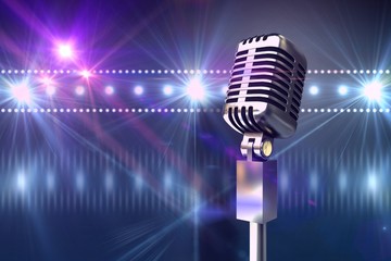 Aufkleber - Composite image of retro chrome microphone