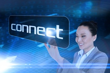 Aufkleber - Businesswoman pointing to word connect