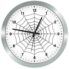 Vector format of metal analogue clock with spider web