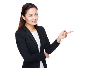 Canvas Print - Businesswoman with finger point out