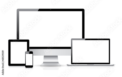 Fotografie, Obraz Isolated electronic devices vector set. Laptop, tablet, computer