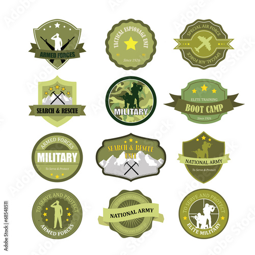 Fotografie, Obraz Set of military and armed forces badges and labels logo