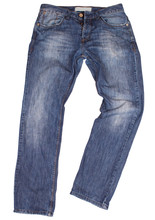 Blue Jeans Isolated On White Background. Clipping Paths
