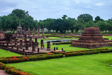 Wat Mahathat Temple Ruin In Sukhothai Historical Park, Thailand