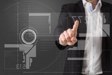 Poster - Businessman pointing to interface