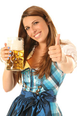 Canvas Print - Frau im Dirndl mit Bier