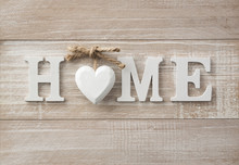 Home Sweet Home, Wooden Text On Vintage Board