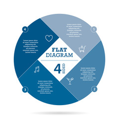 Canvas Print - Blue flat shutter diagram vector template business presentation