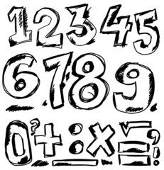 Wall Mural - hand drawn numbers, doodles