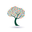 Multicolored circles tree image. Concept of fruitful life