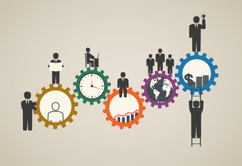 Workforce, team working, business people in motion