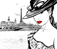 Young Woman Near The Seine River In Paris