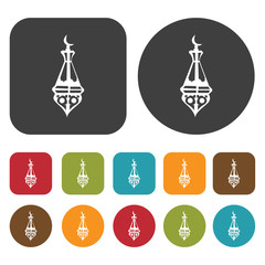 Street Lights Lamp icon set. Round and rectangle colourful 12 bu