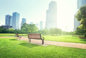 bench in park, Shanghai, China