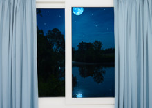 Window View Of The Full Moon