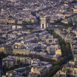 Arch of Triumph sunset aerial view in Paris