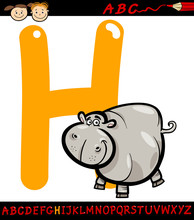 Letter H For Hippo Cartoon Illustration