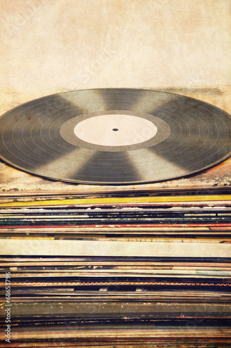 Nowoczesny obraz na płótnie Vinyl LP auf Platten Covern mit Hintergrund Textur